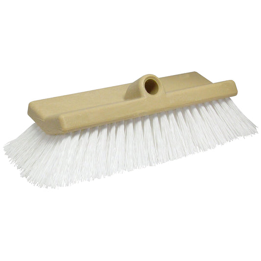 10" Stiff Bristle White Scrubber - Bi-Level Boat Cleaning Brush