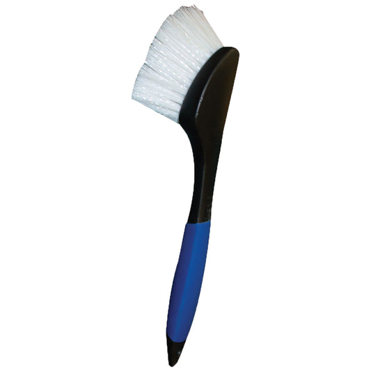 Stiff Deck Brush with Long Handle - Heavy-Duty Marine Scrubber