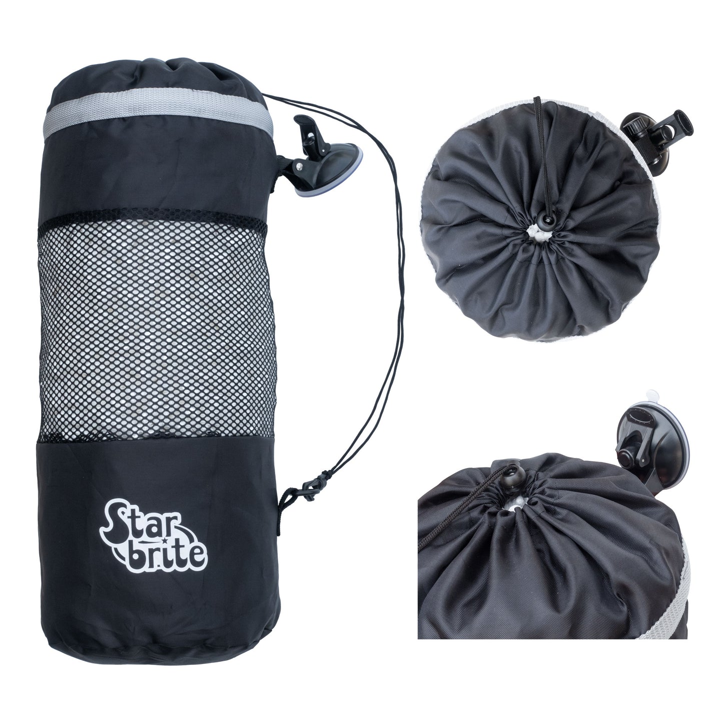 Mesh Trash Bag with Locking Suction Cup & Litter Guard Cinch Tie