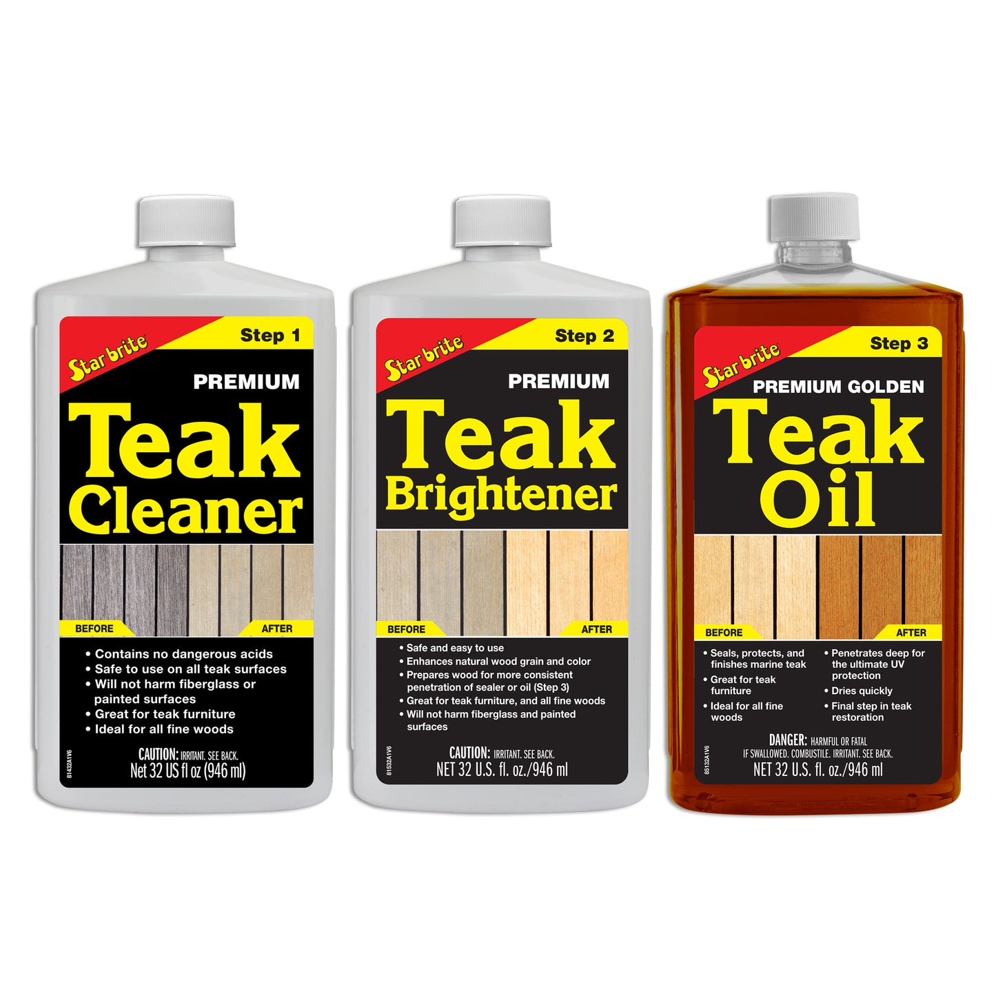 Teak Care Kit - Cleaner, Brightener Spray & Teak Oil