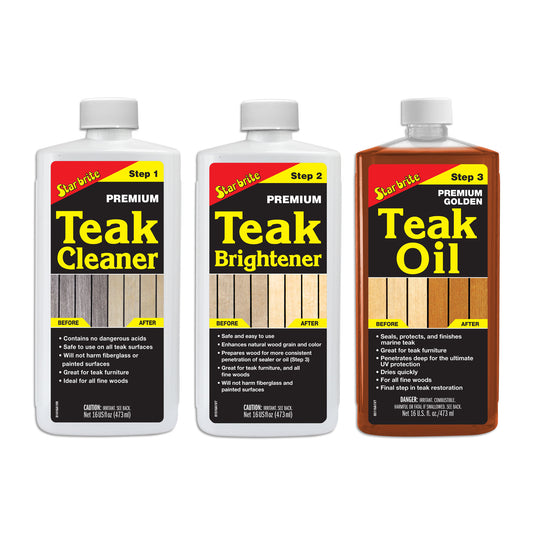 Teak Care Kit - Cleaner, Brightener Spray & Teak Oil