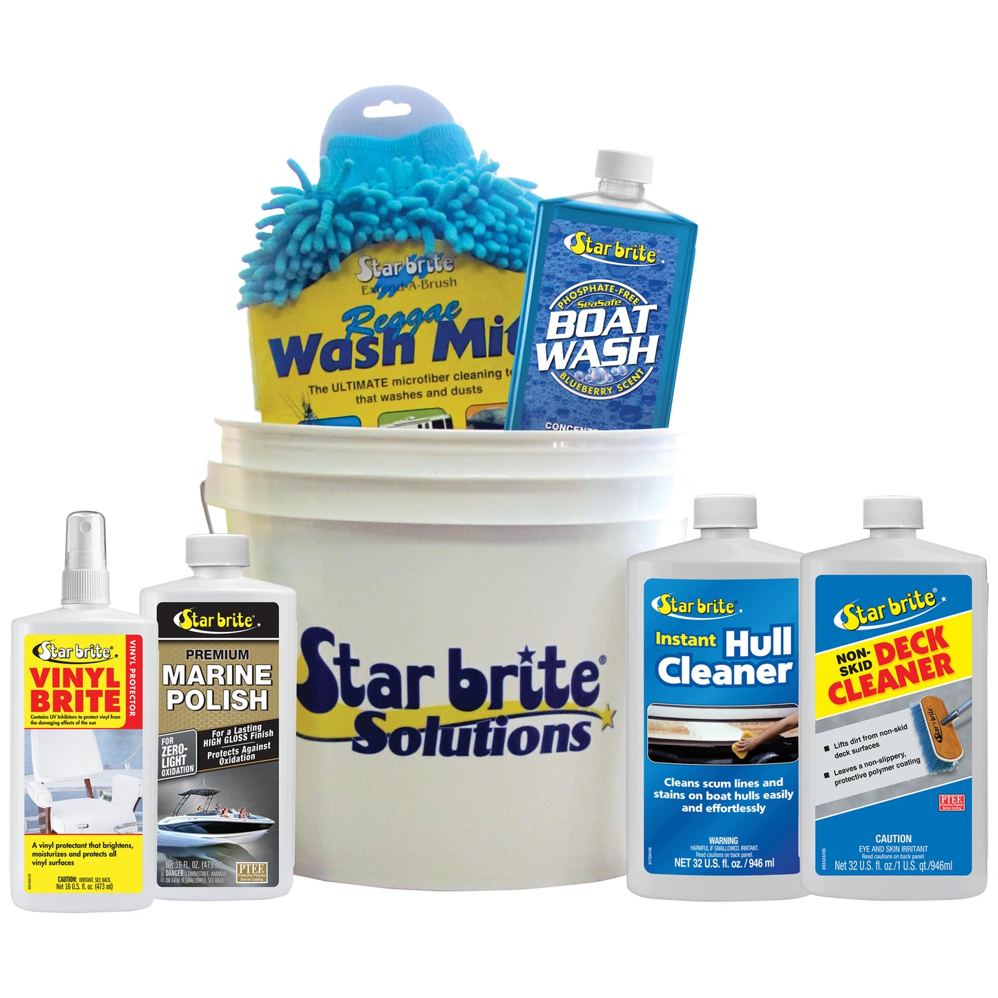 Boat Care Kit with Durable Vinyl Bucket & Marine Cleaners