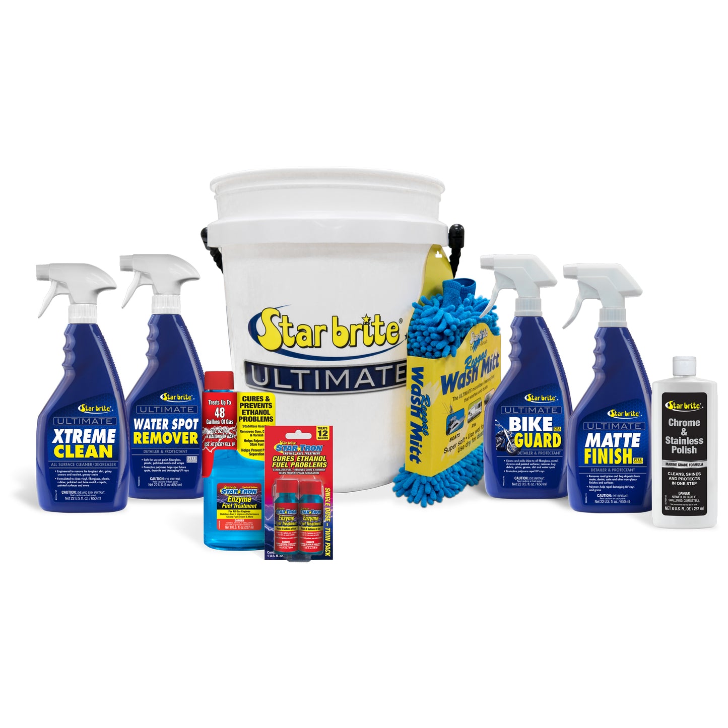 Boat Care Kit with Durable Vinyl Bucket & Marine Cleaners